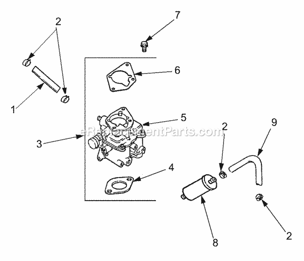 Fuel System Diagram and Parts List for 3204 14A-641-100 Cub Cadet Lawn Tractor